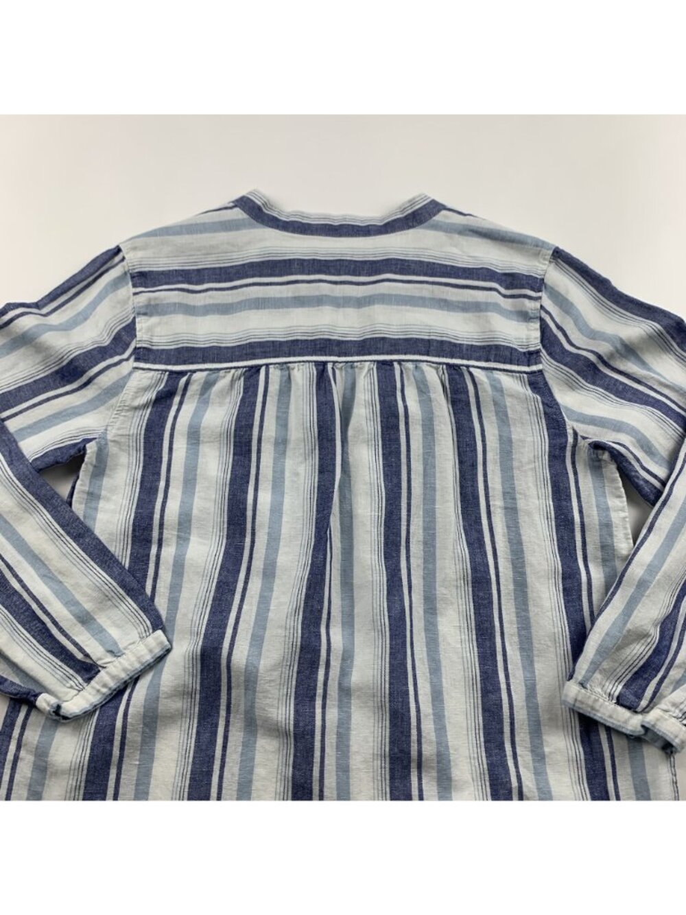 J.Crew Blue Striped Linen Blend Split Neck Tunic Shirt Dress S - Picture 8 of 8